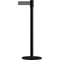 Slimline TensaBarrier&reg; Barrier Post, Steel, 38" H, Black/White Tape, 7.5' Tape Length Fastek