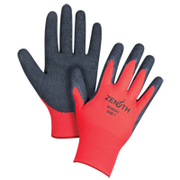 Gants enduits &agrave; prise cr&ecirc;p&eacute;e noir & rouge, 7/Petit, R&ecirc;vetement Latex de caoutchouc, Calibre 13, Enveloppe en Polyester Fastek