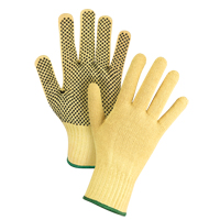 Dotted Seamless String Knit Gloves, Size Medium/8, 7 Gauge, PVC Coated, Kevlar&reg; Shell, ASTM ANSI Level A2/EN 388 Level 3 Fastek