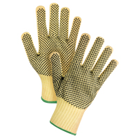 Double-Sided Dotted Seamless String Knit Gloves, Size Medium/8, 7 Gauge, PVC Coated, Kevlar&reg; Shell, ASTM ANSI Level A2/EN 388 Level 3 Fastek
