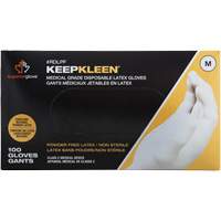 Gants jetables de calibre examen m&eacute;dical KeepKleen, Grand, Latex, 5 mils, Sans poudre, Blanc, Classe 2 Fastek