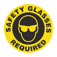 Panneau de signalisation au sol  Safety Glasses , Adh&eacute;sif, Anglais avec pictogramme Fastek