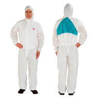Protective Coveralls, 4X-Large, White, Polypropylene/SMS Fastek