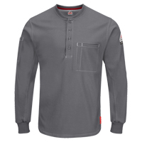 Excel FR&reg; Long Sleeve Henley Shirts, Small, Grey Fastek