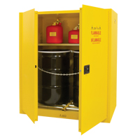 Vertical Drum Storage Cabinet, 110 US gal. Cap., 2 Drums, Yellow Fastek