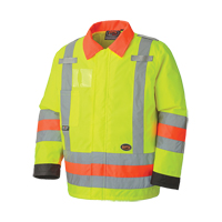 6037 Traffic Control Waterproof Safety Jacket, Polyester, High Visibility Lime-Yellow, X-Small Fastek