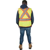 Flame-Resistant Surveyor Vest, High Visibility Lime-Yellow, Medium, Polyester Fastek
