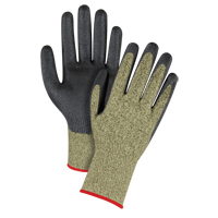 Gants &eacute;lastiques sans coutures r&eacute;sistants &agrave; la coupe noir & jaune, Taille Petit/7, Calibre 13, Rev&ecirc;tement Mousse de nitrile, Enveloppe en Aramide, ASTM ANSI niveau A6 Fastek