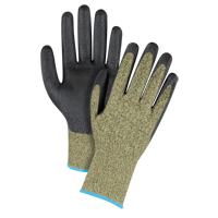 Gants &eacute;lastiques sans coutures r&eacute;sistants &agrave; la coupe noir & jaune, Taille T-Grand/10, Calibre 13, Rev&ecirc;tement Mousse de nitrile, Enveloppe en Aramide, ASTM ANSI niveau A6 Fastek