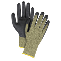 Gants &eacute;lastiques sans coutures r&eacute;sistants &agrave; la coupe noir & jaune, Taille 2T-Grand/11, Calibre 13, Rev&ecirc;tement Mousse de nitrile, Enveloppe en Aramide, ASTM ANSI niveau A6 Fastek