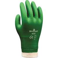 Atlas 600 Coated Gloves, Size Small/7, 9" L, PVC, Cotton Inner Lining, 53-mil Fastek