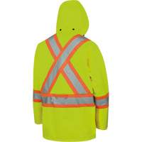 5596 Veste de s&eacute;curit&eacute; haute visibilit&eacute; imperm&eacute;able et l&eacute;g&egrave;re avec capuchon d&eacute;tachable, Polyester, Jaune lime haute visibilit&eacute;, Moyen Fastek