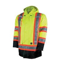 Lined Safety Parka, High Visibility Lime-Yellow, Large Fastek