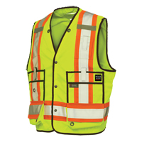 Surveyor Safety Vest, High Visibility Lime-Yellow, X-Large, Polyester Fastek