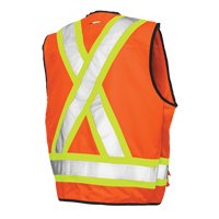 Surveyor Safety Vest, High Visibility Orange, Large, Polyester Fastek