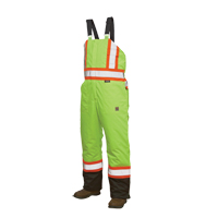Lined Safety Overalls, Polyester/Polyurethane, Large, High Visibility Lime-Yellow Fastek
