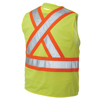 5-Point Tearaway Safety Vest, High Visibility Lime-Yellow, Large/X-Large, Polyester Fastek