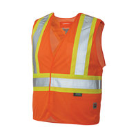 5-Point Tearaway Safety Vest, High Visibility Orange, Large/X-Large, Polyester Fastek