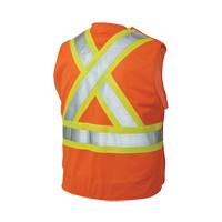 5-Point Tearaway Safety Vest, High Visibility Orange, Large/X-Large, Polyester Fastek