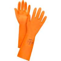 Gants orange r&eacute;sistants aux produits chimiques, Taille 7, 13" lo, Latex, Doublure en Ouat&eacute;e, 28 mils Fastek