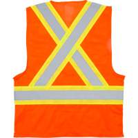 Traffic Safety Vest, High Visibility Orange, Medium, Polyester Fastek