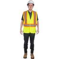 Traffic Safety Vest, High Visibility Lime-Yellow, Medium, Polyester Fastek