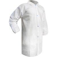 Disposable Lab Coat, Polypropylene, White, Medium Fastek