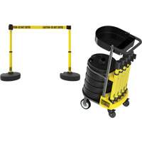 PLUS Barrier Post Cart Kit with Tray, 75' L, Metal, Yellow SGI793 | Fastek