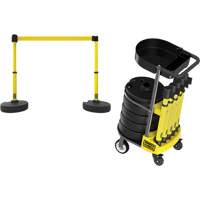 PLUS Barrier Post Cart Kit with Tray, 75' L, Metal, Yellow Fastek