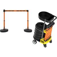 PLUS Barrier Post Cart Kit with Tray, 75' L, Metal, Orange SGI810 | Fastek