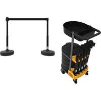 PLUS Barrier Post Cart Kit with Tray, 75' L, Metal, Black SGI812 | Fastek