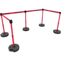 Ensemble de cinq montants pour barri&egrave;re PLUS, Plastique, 42" h, Ruban Rouge, Longueur du ruban 15' Fastek