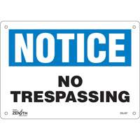 "No Trespassing" Sign, 7" x 10", Aluminum, English Fastek