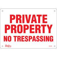 "Private Property" Sign, 7" x 10", Plastic, English Fastek