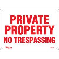 "Private Property" Sign, 7" x 10", Aluminum, English Fastek