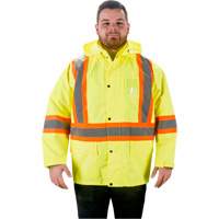 RZ1000 Rain Jacket, Polyester, Small, High Visibility Lime-Yellow Fastek