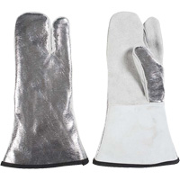 One Finger Heat Resistant Mitt, Aluminized/Kevlar&reg;/Leather, One Size, Protects Up To 650°F (343°C) Fastek