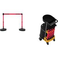 Plus Portable Barrier System Cart Package with Tray, 75' L, Metal/Plastic, Red SGQ815 | Fastek