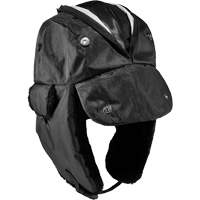 N-Ferno&reg; Zippered Trapper Hat, Polyurethane/Satin Lining, Medium/Small, Black Fastek