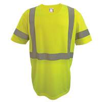 Short Sleeve Safety T-Shirt, Polyester, 2X-Large, High Visibility Lime-Yellow Fastek