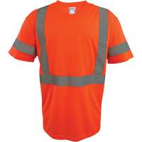 Short Sleeve Safety T-Shirt, Polyester, 2X-Large, High Visibility Orange Fastek
