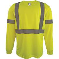 Long Sleeve Safety Shirt, Polyester, 2X-Large, High Visibility Lime-Yellow Fastek