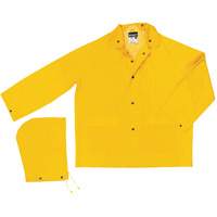 Classic Series Rain Jacket with Detachable Hood, Polyester/PVC, Large, Yellow SGS944 | Fastek