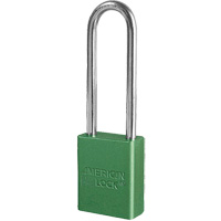 American Lock&reg; Safety Padlock, Green, Keyed Different, Aluminum, 1-1/2" Width Fastek