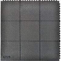 Cushion-Ease&reg; Interlocking Anti-Fatigue Mat, Pebbled, 3' x 3' x 3/4", Black, Natural Rubber Fastek