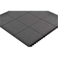 Cushion-Ease<sup>®</sup> Interlocking Anti-Fatigue Mat, Pebbled, 3' x 3' x 3/4", Black, Natural Rubber SGX894 | Fastek