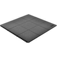 Cushion-Ease&reg; Interlocking Anti-Fatigue Mat, Pebbled, 3' x 3' x 3/4", Black, Natural Rubber Fastek