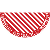 Signalisation au sol ?Emergency Exit? (sortie de secours) pour porte battante en demi-cercle, Adh&eacute;sif, Anglais avec pictogramme Fastek