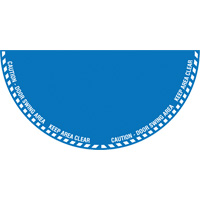 Signalisation au sol ?Caution? (attention) pour porte battante en demi-cercle, Adh&eacute;sif, Anglais avec pictogramme Fastek