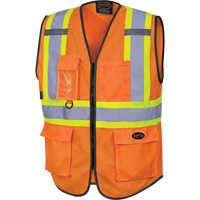 6958 Gilet de s&eacute;curit&eacute; &agrave; fermeture &eacute;clair avant, Orange haute visibilit&eacute;, Petit, Polyester Fastek